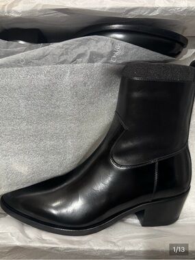 $700! Jimmy Choo Women’s Jesse Black Leather Ankle Cowboy Boots size 40.5/10.5